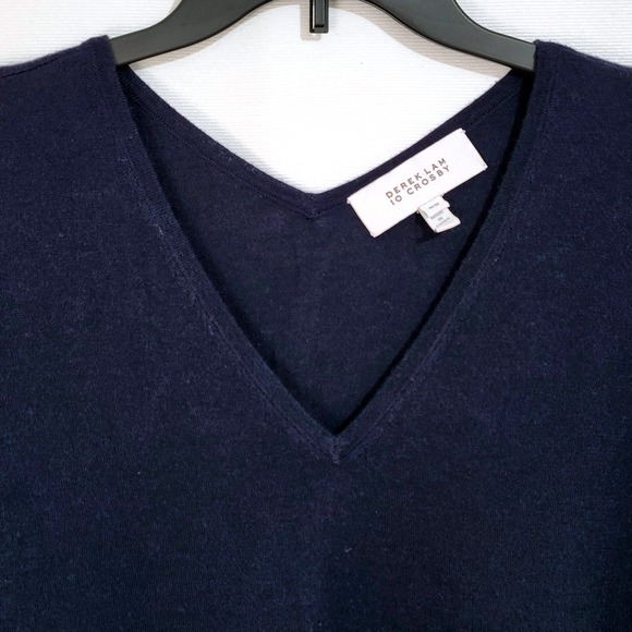 Derek Lam 10 Crosby Ventura V-Neck Sweater Medium Navy Wool Silk Cashmere - Picture 3 of 9